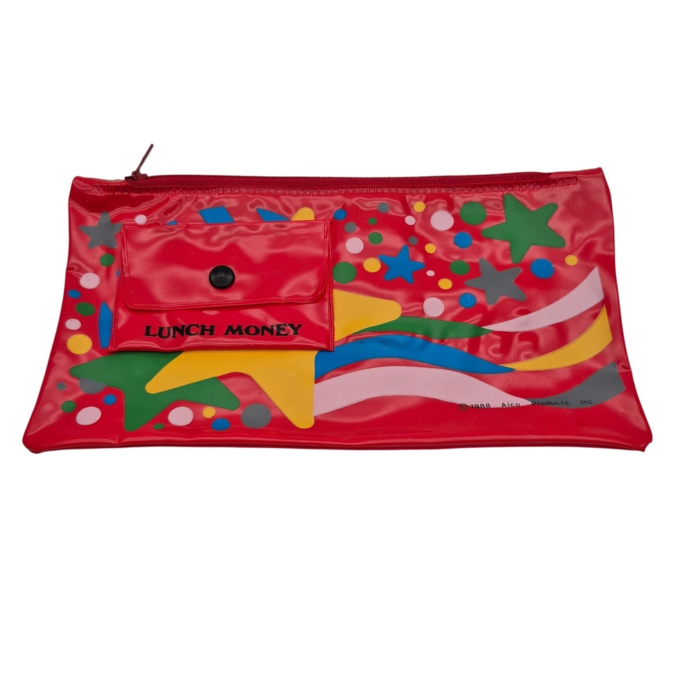 Alco Pencil Pen Marker Pouch Case Vinyl Red Lunch Money Vintage